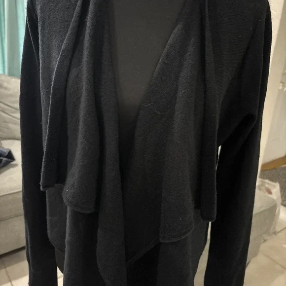 Vince Black Open Front Handkerchief Hem 100% Cashmere Cardigan Size S - Picture 2 of 7
